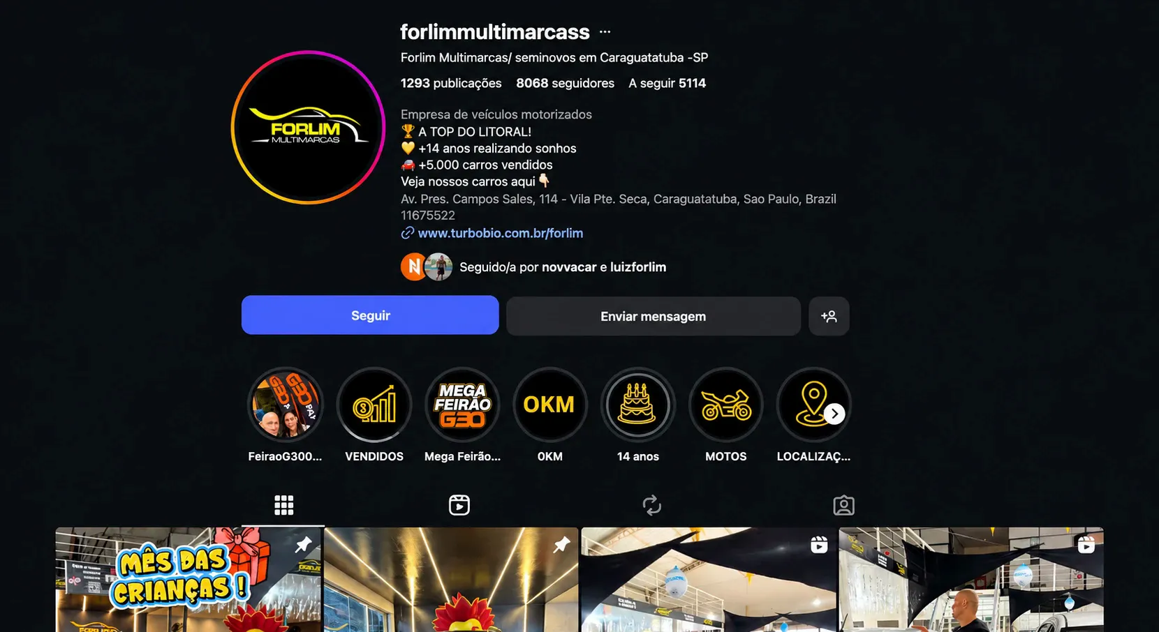Print do perfil @forlimmultimarcass no Instagram